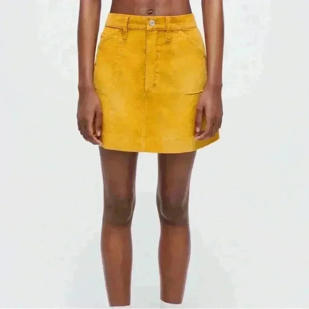 Re/Done 70’s Pocket Mini Skirt in Worn in Mustard, size 24, NWT